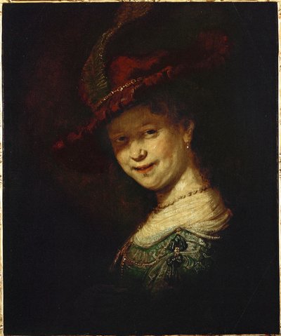 Saskia van Uylenburgh, Rembrandtova manželka, kterou si vzal v roce 1634 (obraz) od Rembrandt Harmensz. van Rijn
