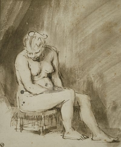 Sedící ženský akt od Rembrandt van Rijn