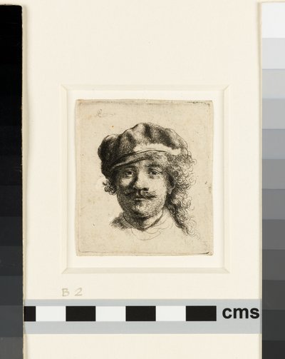 Autoportrét s měkkou čepicí, c.1634 (lept) od Rembrandt van Rijn