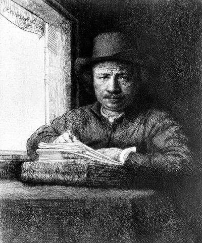 Autoportrét při kreslení od Rembrandt van Rijn