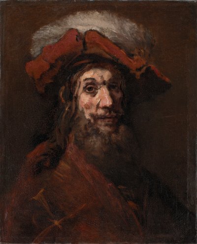 Skica pro Rytíře se sokolem, známého jako „Křižák“ od Rembrandt van Rijn