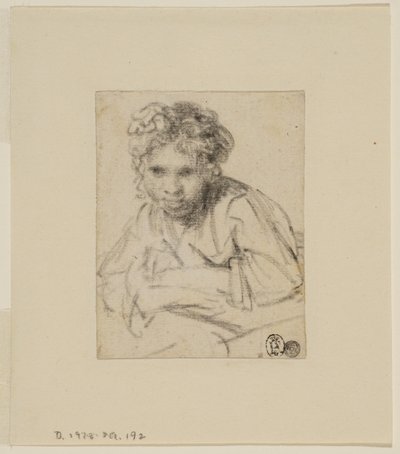 Studie k obrazu „Dívka u okna“, před rokem 1645 (grafit na papíře) od Rembrandt van Rijn