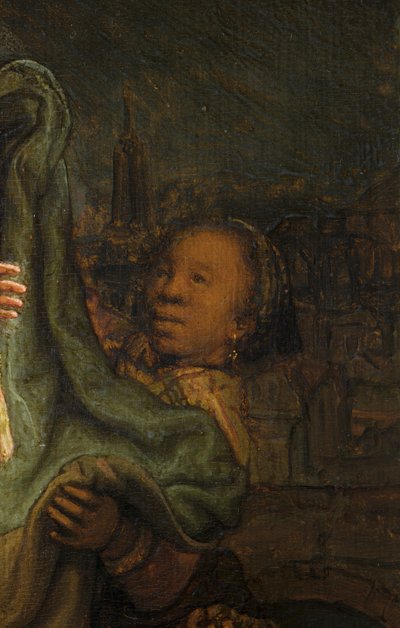 Návštěva, detail od Rembrandt van Rijn
