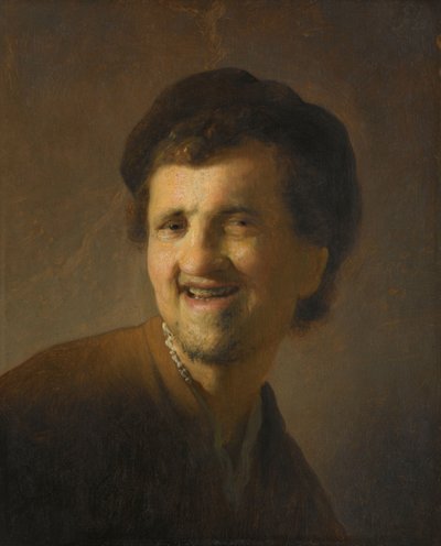 Smějící se mladý muž Busta smějícího se mladého muže od Rembrandt van Rijn (circle of)