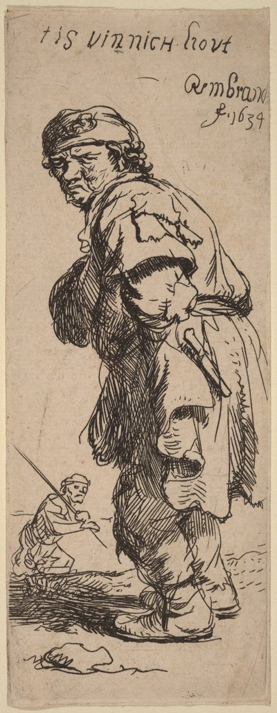 Rolník volá: „tis vinnich kout“ (Je kousavá zima) od Rembrandt van Rijn