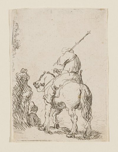 Voják v turbanu na koni od Rembrandt van Rijn