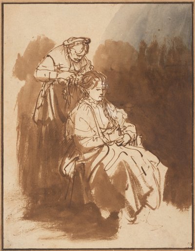 Mladá žena se spletenými vlasy, asi 1637 od Rembrandt van Rijn