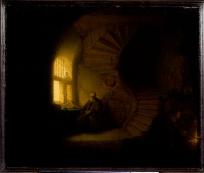 Filozof v meditaci Obraz Harmenszoon van Rijn dit Rembrandt (1606-1669) 1632 Sun. 0,28x0,34 m Paříž, muzeum Louvre od Rembrandt van Rijn