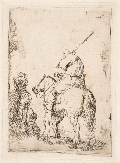 Voják v turbanu na koni od Rembrandt van Rijn