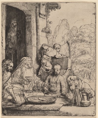 Abraham baví anděly od Rembrandt van Rijn