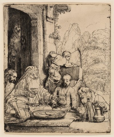 Abraham baví anděly od Rembrandt van Rijn