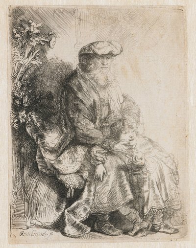 Abraham hladí Izáka Jacob hladí Benjamina od Rembrandt van Rijn