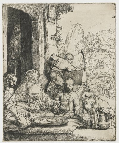 Abraham baví anděly od Rembrandt van Rijn
