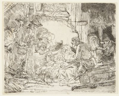 Klanění pastýřů s lampou od Rembrandt van Rijn