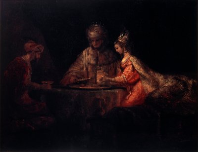 Ahasver, Haman a Ester, 1660. od Rembrandt van Rijn