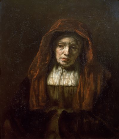 Stará žena s šátkem od Rembrandt van Rijn