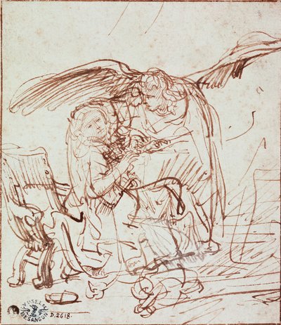 Zvěstování (kresba) od Rembrandt van Rijn