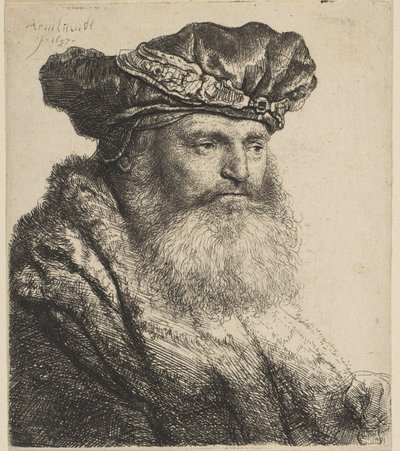 Vousatý muž v sametové čepici s klenotovou sponou, 1637. od Rembrandt van Rijn