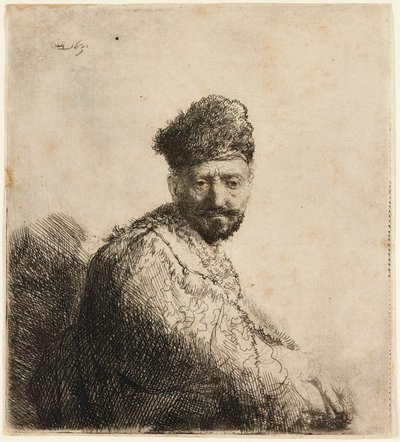 Vousatý muž v chlupaté orientální čepici: otec umělce, 1631. od Rembrandt van Rijn