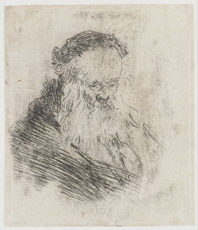 Vousatý starý muž s vysokým čelem od Rembrandt van Rijn