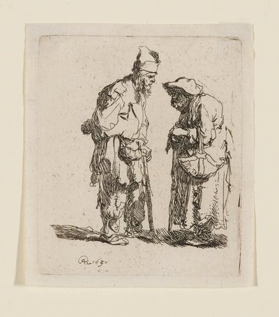 Rozhovor žebráka a žebračky od Rembrandt van Rijn