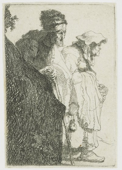 Žebrák a žena za bankou Žebrák a žena za bankou od Rembrandt van Rijn