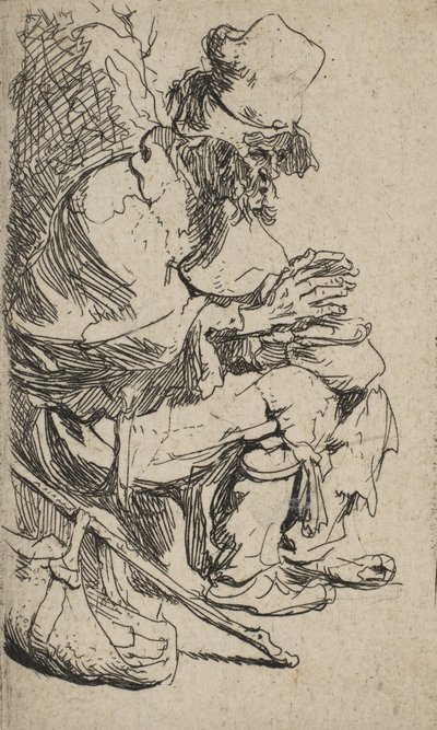 Žebrák sedící a ohřívá si ruce u třecí misky, ca. 1630, ca. 1630. od Rembrandt van Rijn