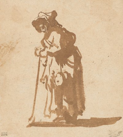 Žebrák opírající se o hůl, 16281630. od Rembrandt van Rijn