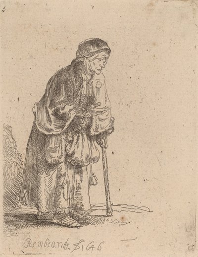 Žebráka opírající se o hůl, 1646. od Rembrandt van Rijn
