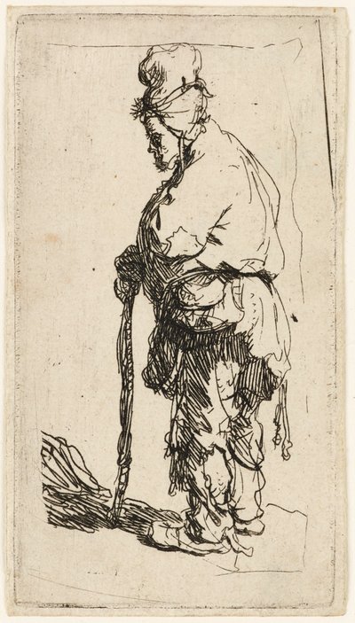 Žebrák opírající se o hůl, kolem 1630. od Rembrandt van Rijn