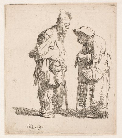 Rozhovor mezi žebrákem a žebračkou od Rembrandt van Rijn