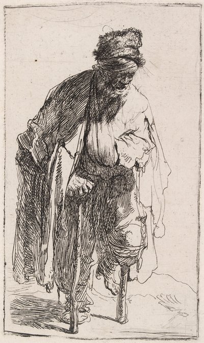 Žebrák s dřevěnou nohou, kolem 1630. od Rembrandt van Rijn