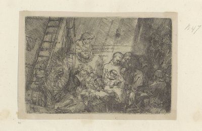 Besnijdenis in de stal Kolekce osmdesáti pěti původních tisků (název série) od Rembrandt van Rijn