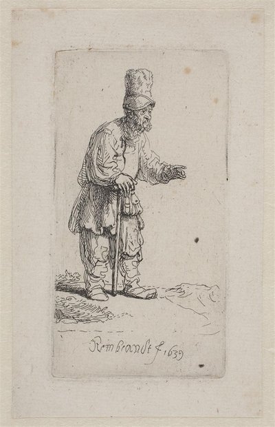 Sedlák opírající se o hůl od Rembrandt van Rijn
