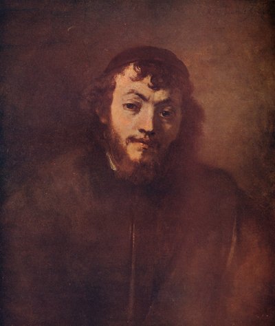 Busta vousatého mladíka s čepicí, 1663 od Rembrandt van Rijn
