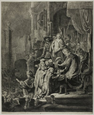 Kristus před Pilátem: Velký talíř od Rembrandt van Rijn