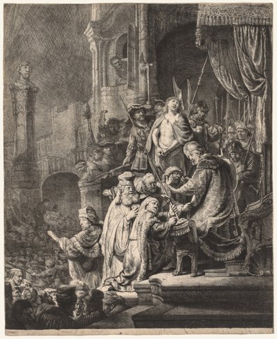 Kristus před Pilátem: Velký talíř od Rembrandt van Rijn