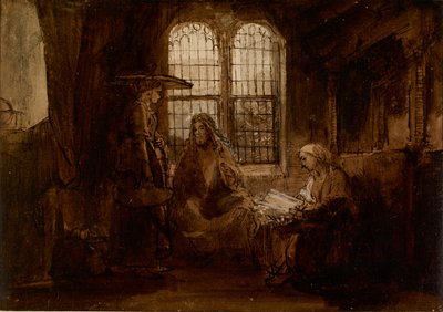 Kristus mluví s Martou a Marií, asi 1652 od Rembrandt van Rijn