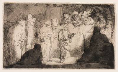 Kristus se hádal s doktory: Skica od Rembrandt van Rijn