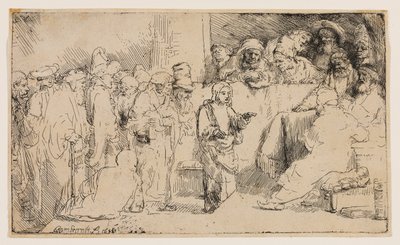 Kristus se hádal s doktory: Skica od Rembrandt van Rijn