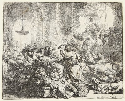 Kristus vyhání směnárníky (B.69; BB. 35-Bii) od Rembrandt van Rijn