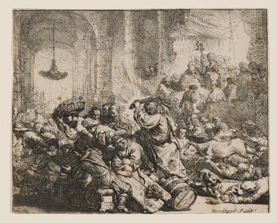 Kristus vyhání směnárníky z chrámu od Rembrandt van Rijn