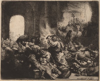 Kristus vyhání směnárníky z chrámu od Rembrandt van Rijn