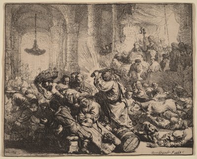 Kristus vyhání směnárníky z chrámu od Rembrandt van Rijn