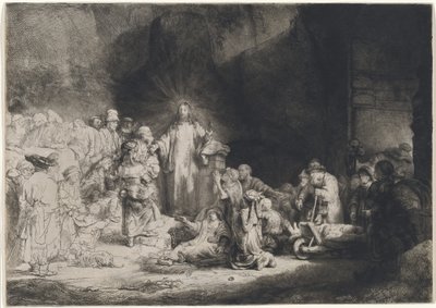 Kristus káže (Sto guldenový výtisk) od Rembrandt van Rijn