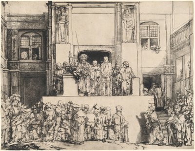 Kristus představený lidu: podlouhlý talíř od Rembrandt van Rijn