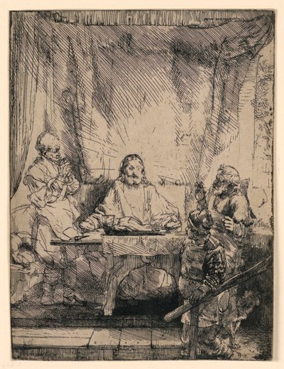 Kristus v Emauzích: Větší talíř od Rembrandt van Rijn