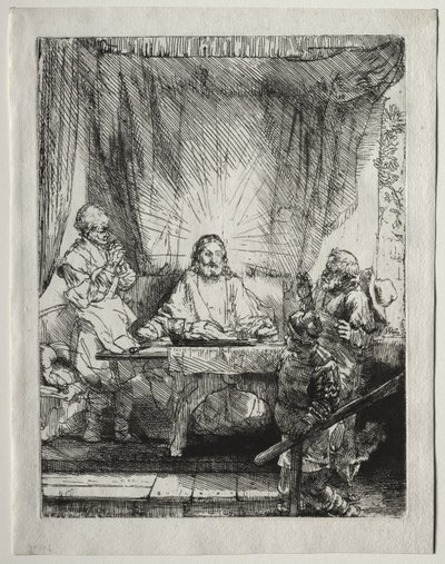 Kristus v Emauzích: Větší obraz od Rembrandt van Rijn