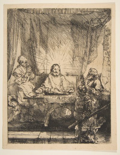 Kristus v Emauzích: Větší deska, 1654. od Rembrandt van Rijn
