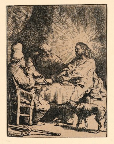 Kristus v Emauzích: Menší talíř od Rembrandt van Rijn